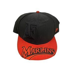 Florida Marlins 59Fifty New Era Black/Orange Embroidered Retro Fitted Hat 8 1/8"